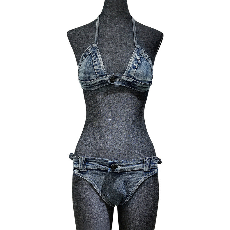 Women Sexy Denim Bikini Beach Swimwear Two Pieces 13
