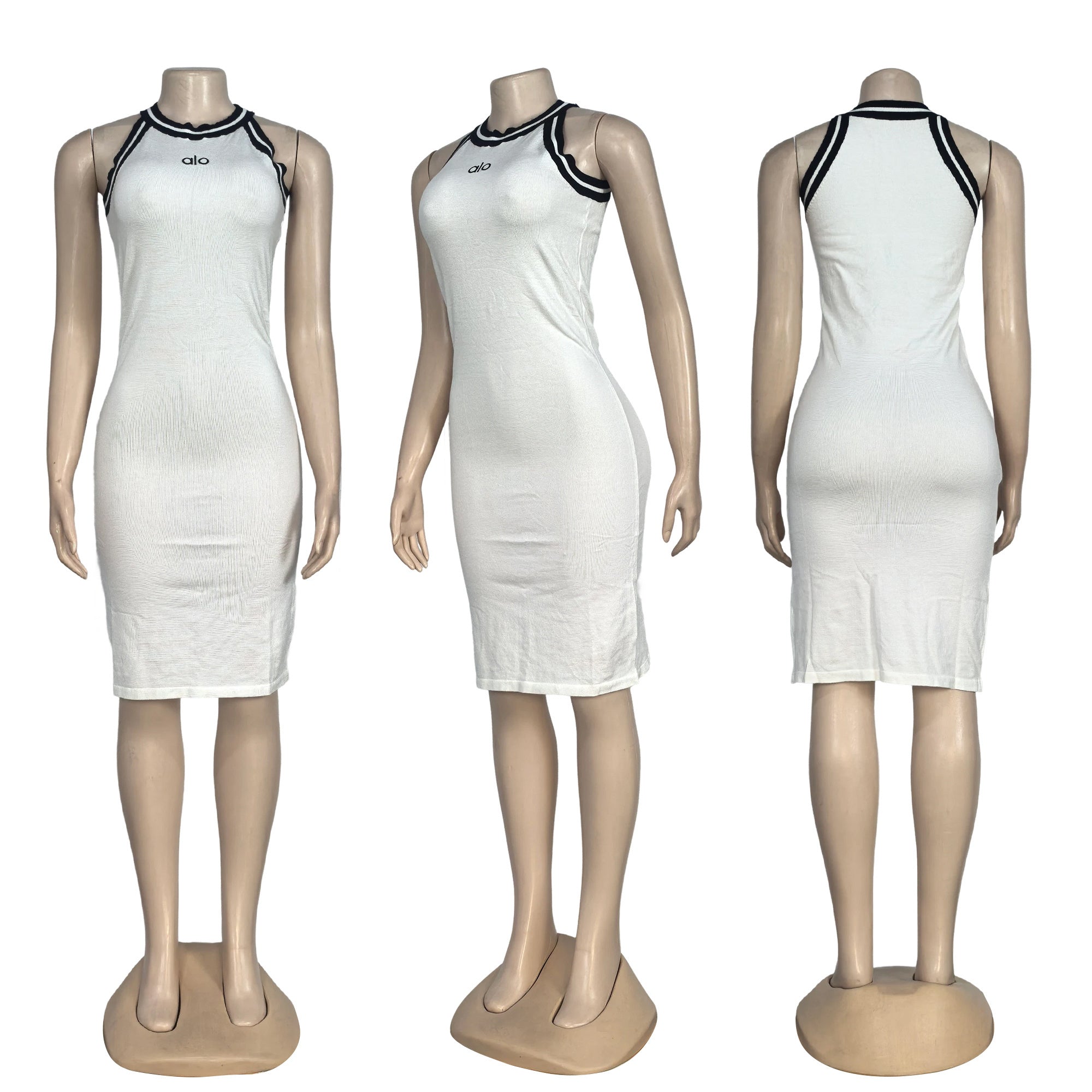 Women's Knitting Fashion Sleeveless Embroidered Halter Neck Sexy Bodycon Dress 10