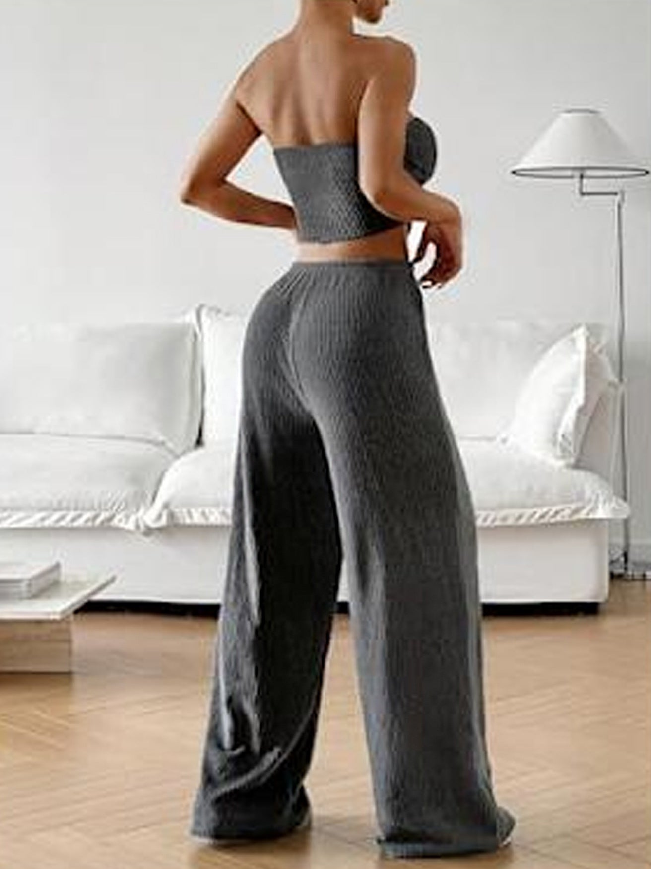 Women Sexy Ribbed Top and Pants Ribbed Two-Piece Set 9
