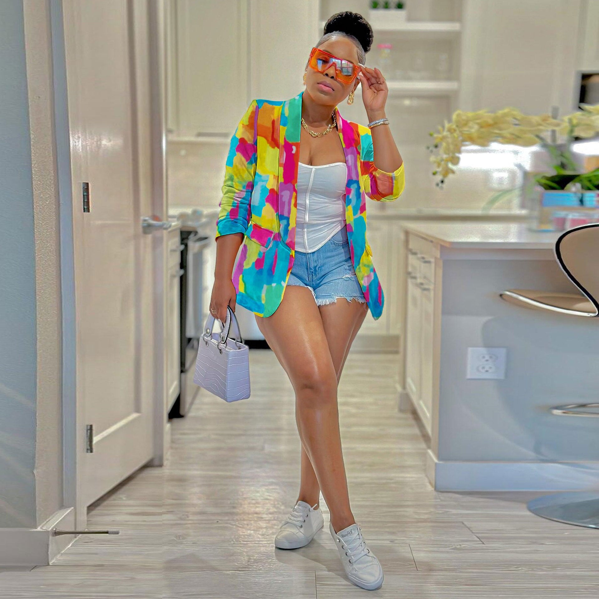 Casual Fashion Multi-Color Print Fashion Blazer Top 6