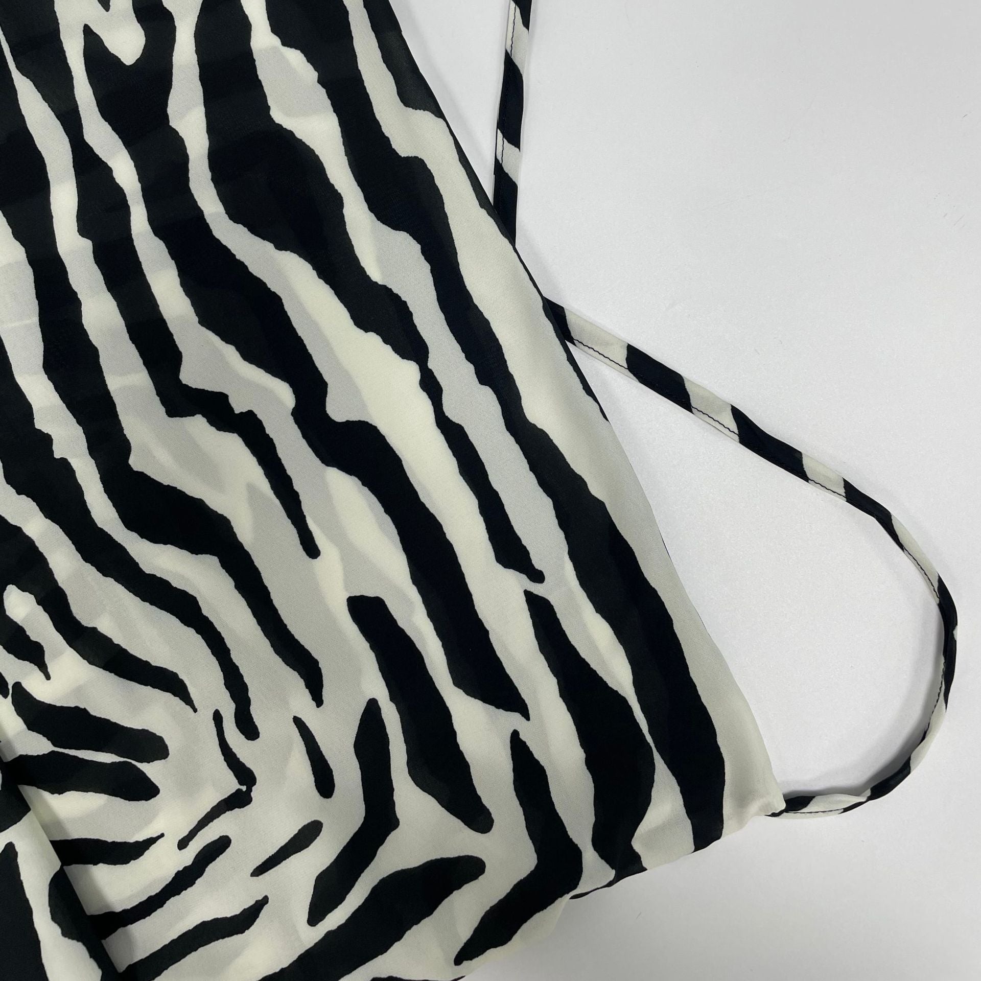 Women autumn zebra print slit lace see-through sexy holidays Dress 12