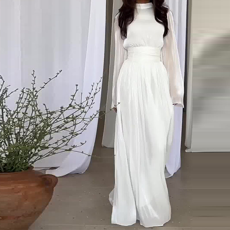 Spring Round Neck French Luxury Long Dress 6