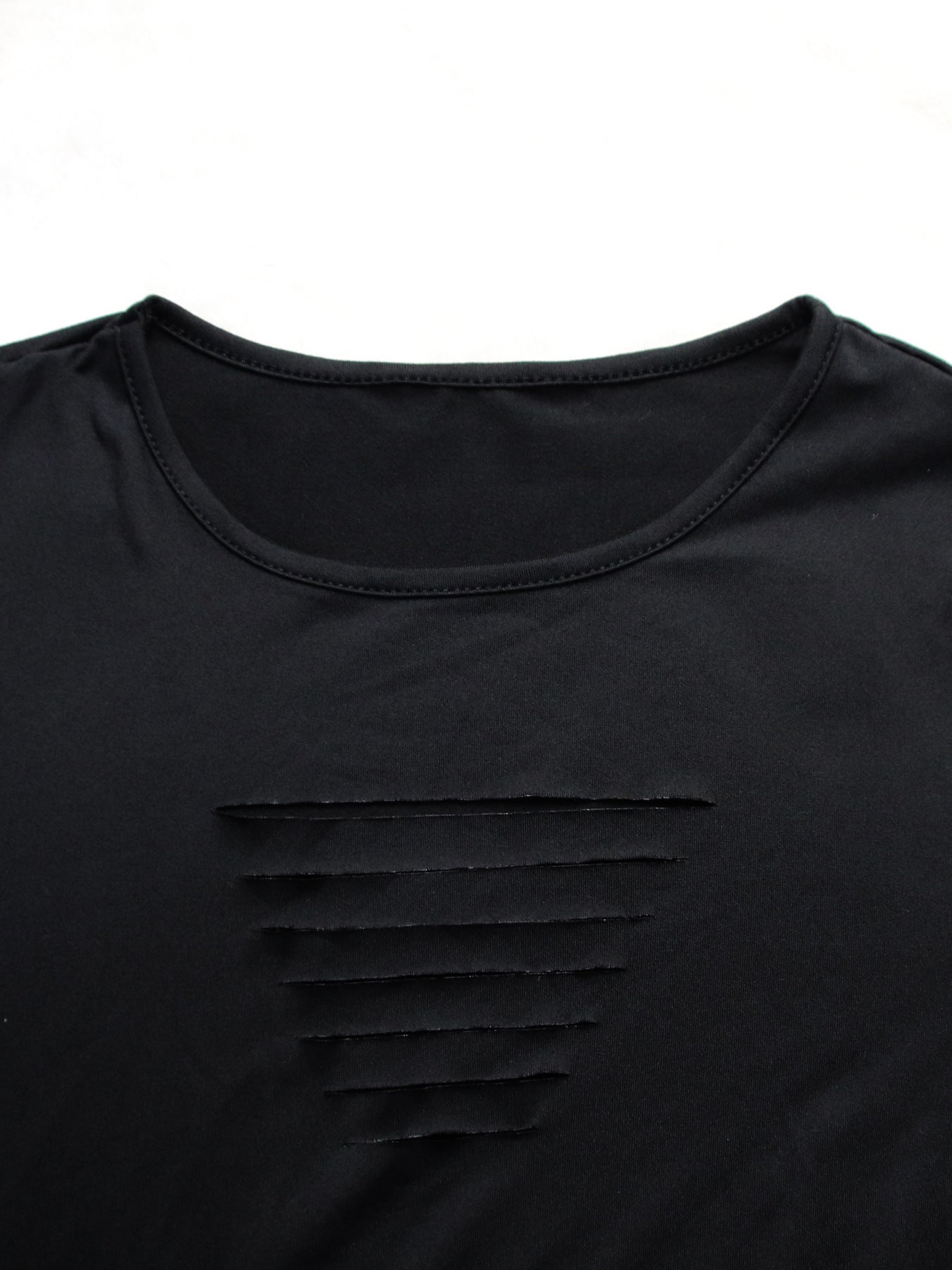 Women summer solid Ripped pleated drawstring side slit dress 5