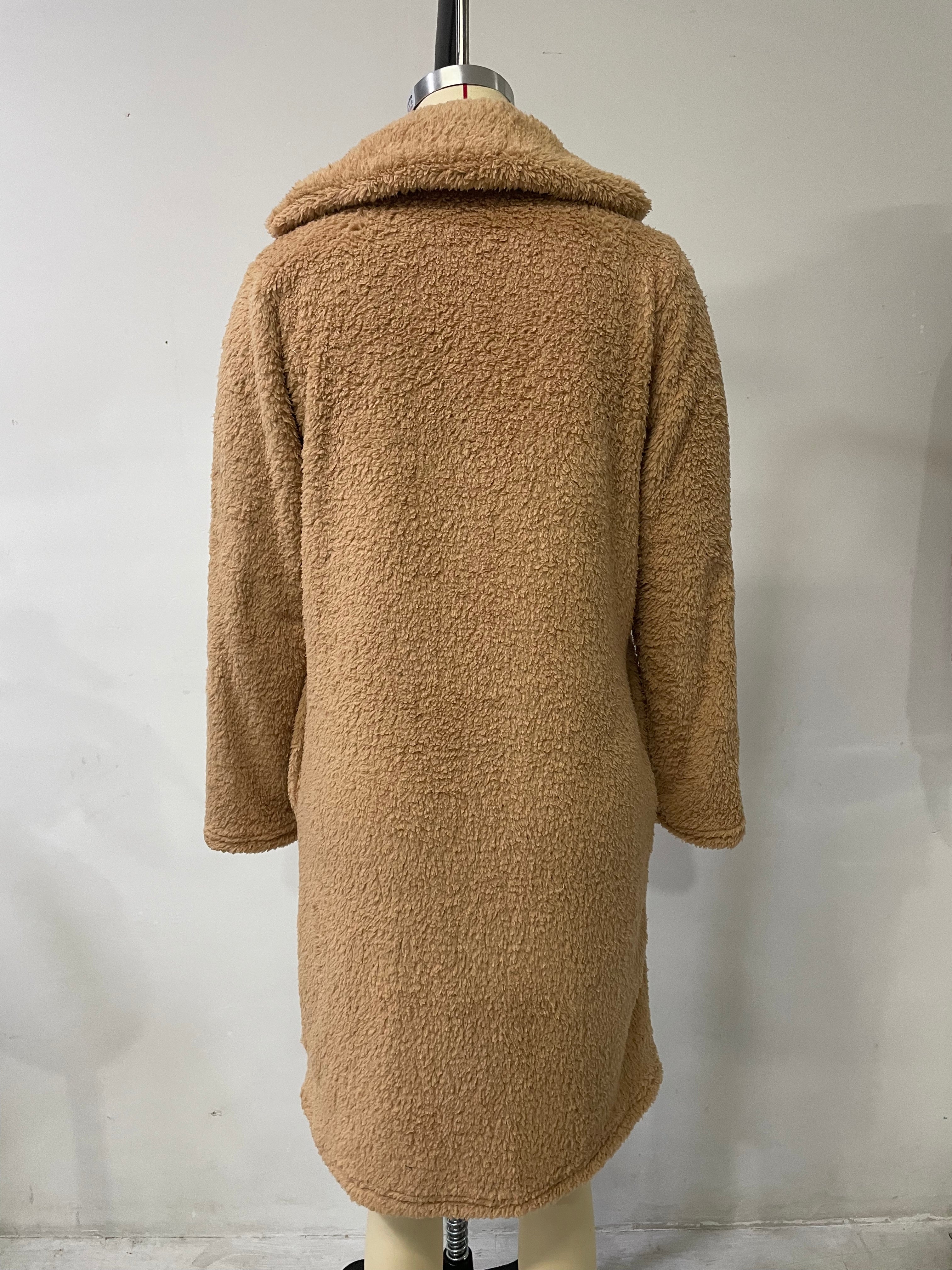 Autumn And Winter Women'S Fleece Long-Sleeved Turndown Collar Women'S Long Coat 16