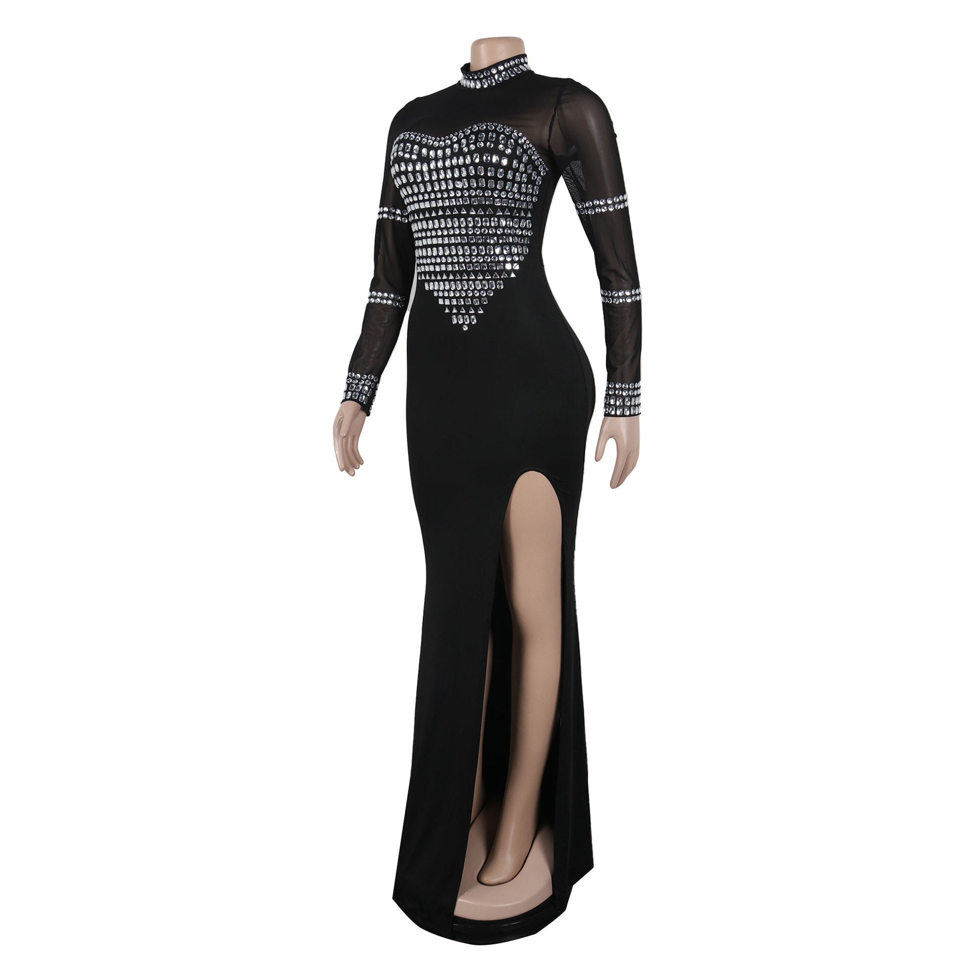 Sexy Beaded See-Through Patchwork Slim Fit Night Club Dress 5