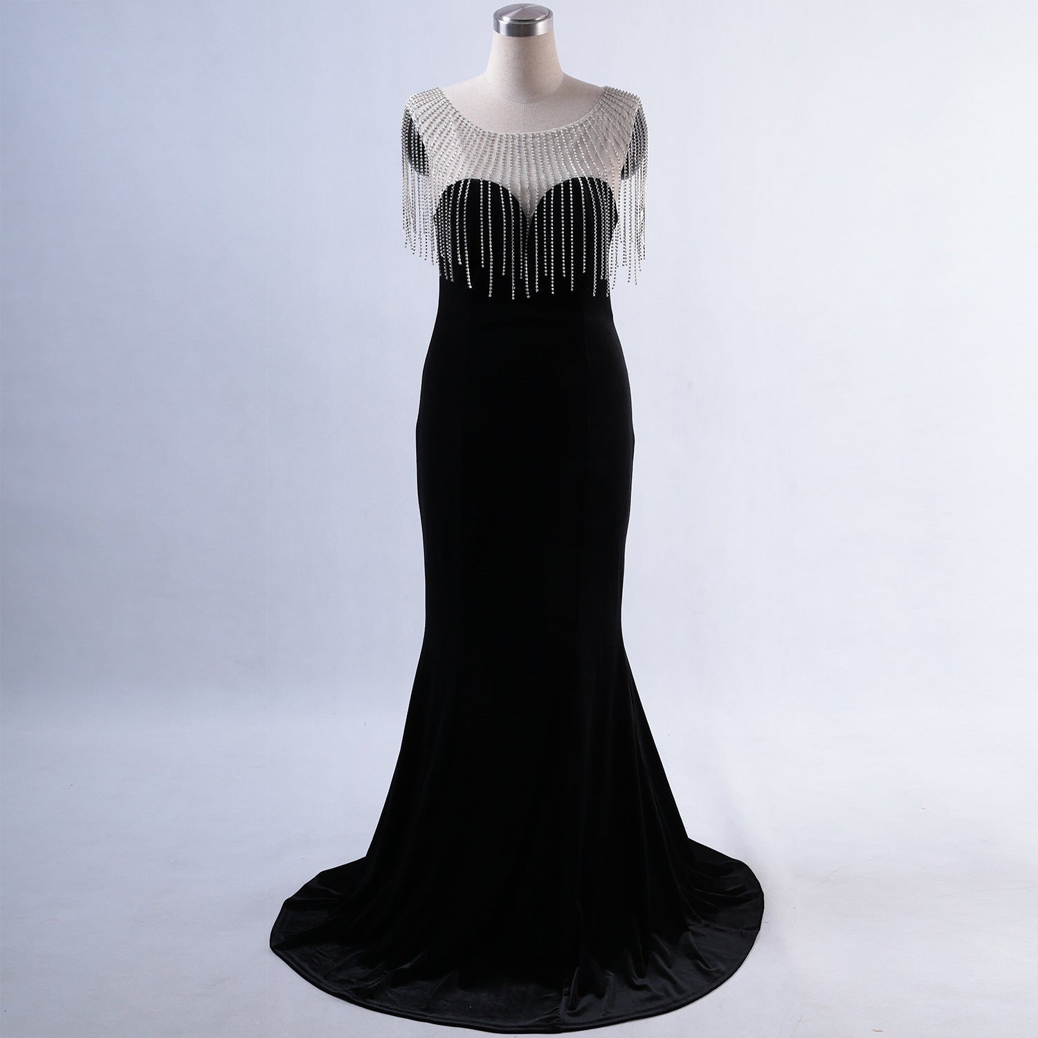 diamond chain velvet evening dress Formal Party long slim and elegant mermaid Prom Dress 28