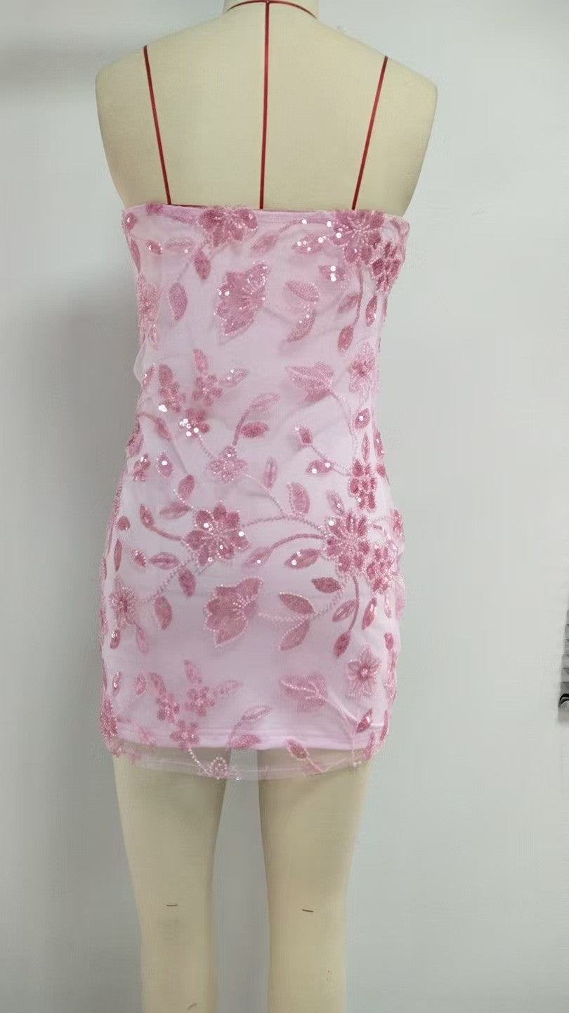 Women's Summer Strapless Sequin Bodycon Short Dress 37