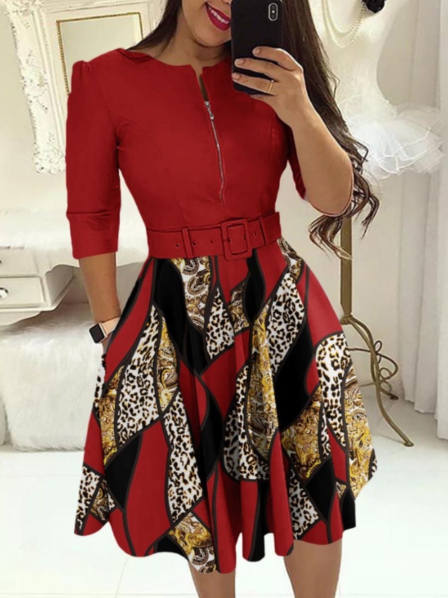Women's Fashion Chic Long Sleeve Dress With Belt 7
