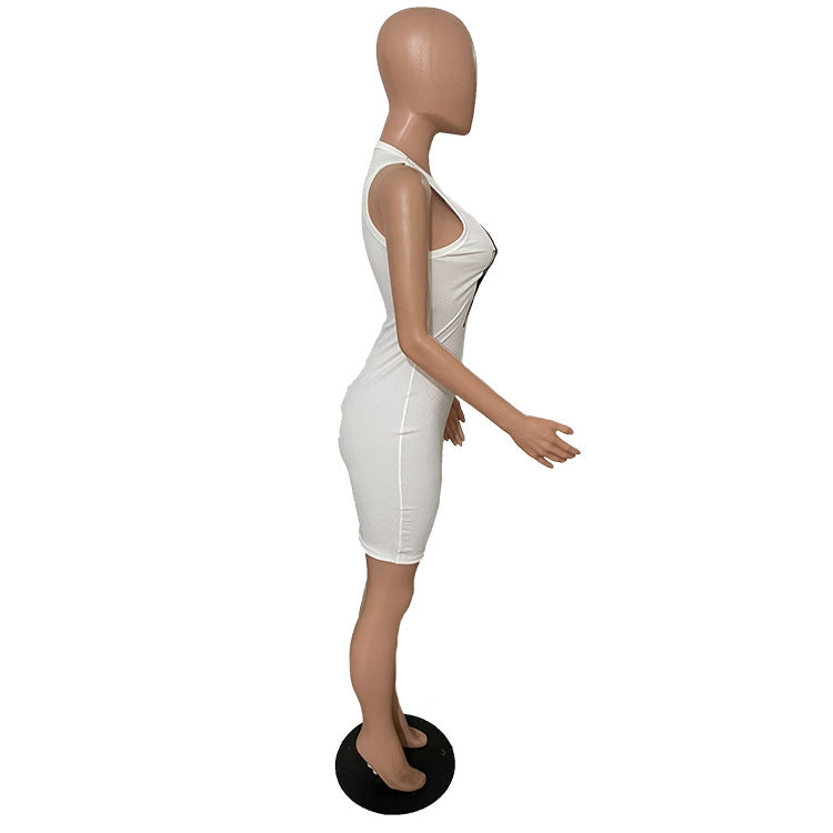 Slim Fit Ribbed print Sleeveless bodycon Dress 8