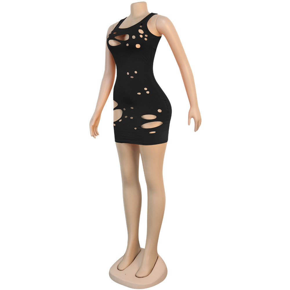 Women sexy ripped sleeveless dress 24