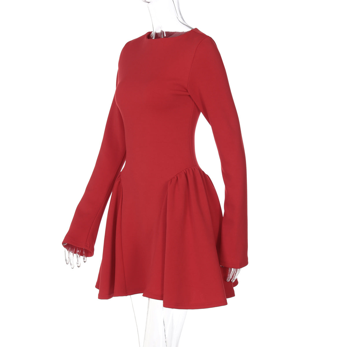 Women Round Neck Solid Dress 10