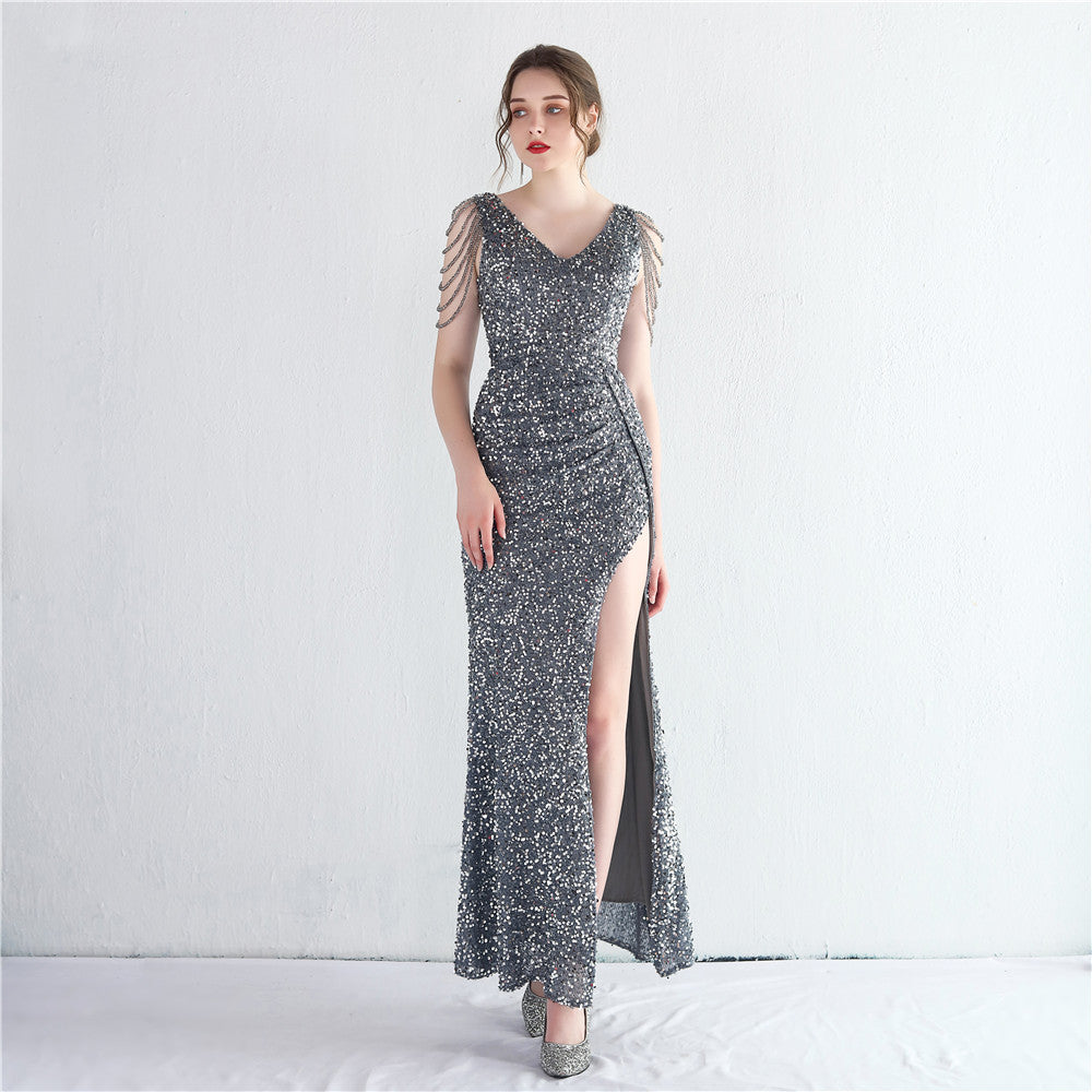 Plus Size Women Plus Size Sequins Formal Party Maxi Evening Dress 9