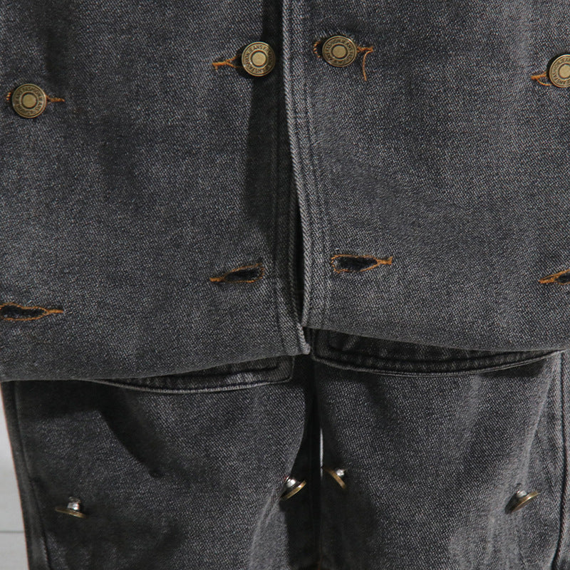 Autumn Street Trend Button Irregular Denim Pants High Waist Slim Fit Jeans 17