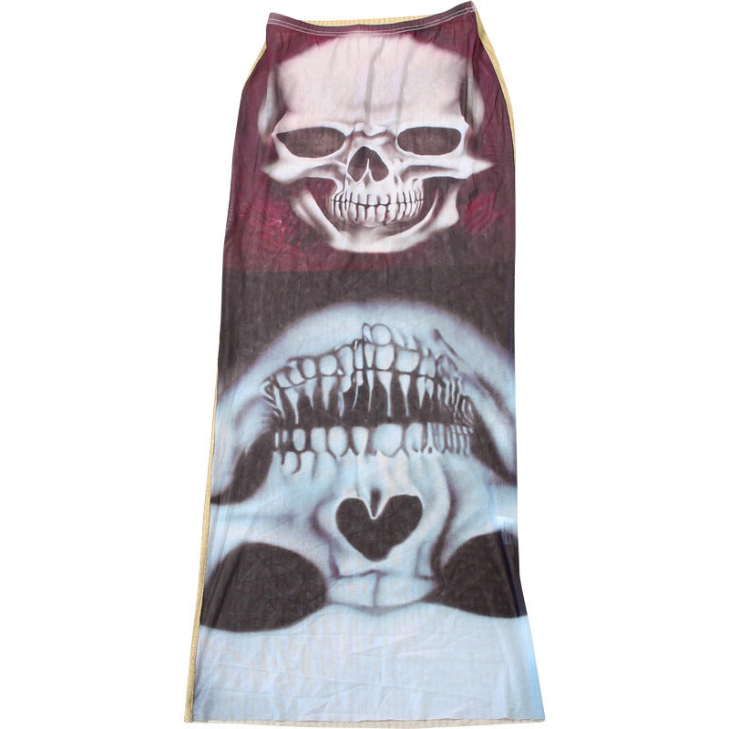 Women Winter Street Mesh Print Bodycon Skirt 9