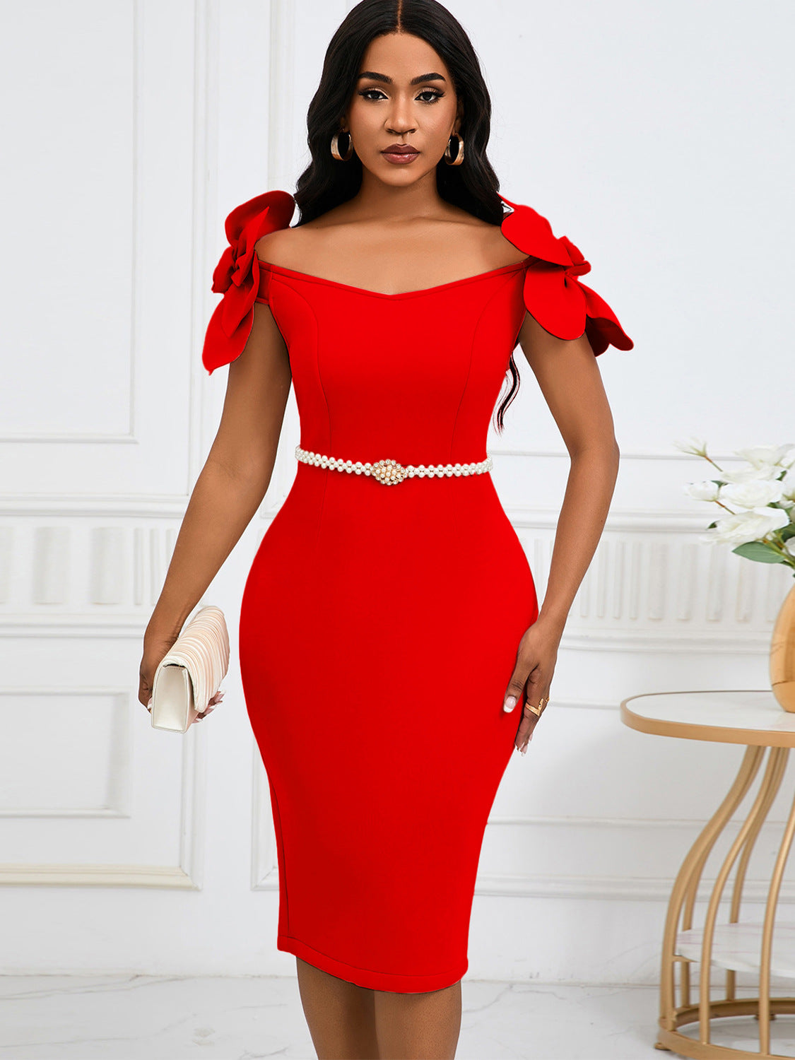 Floral Elegant Off Shoulder Formal Party Dress 6