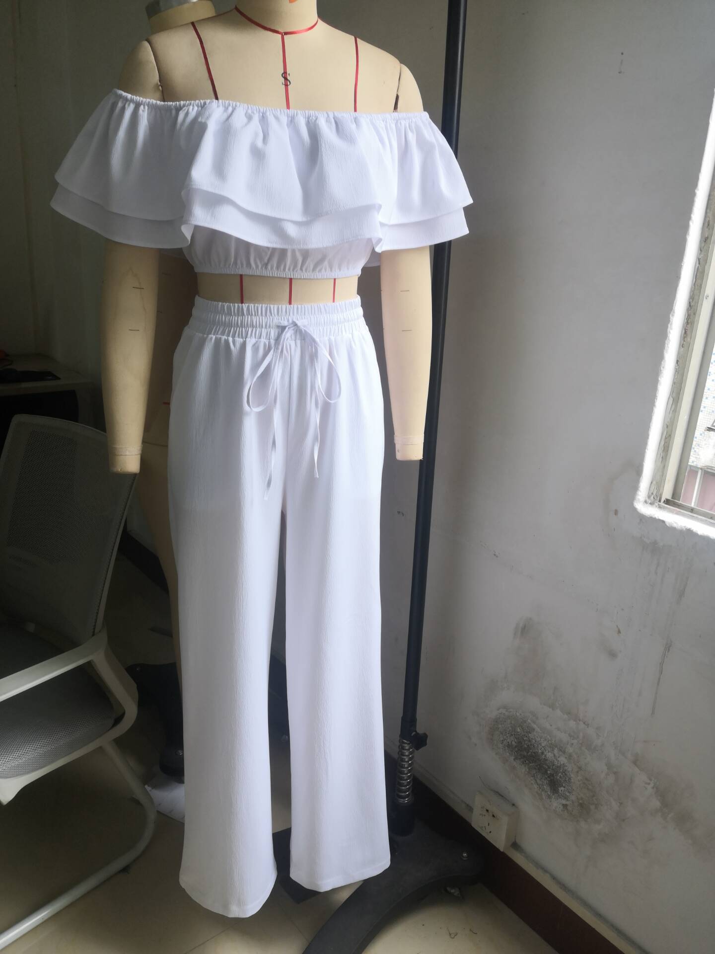 Women Casual Ruffled Top and Pants Two-piece Set 11