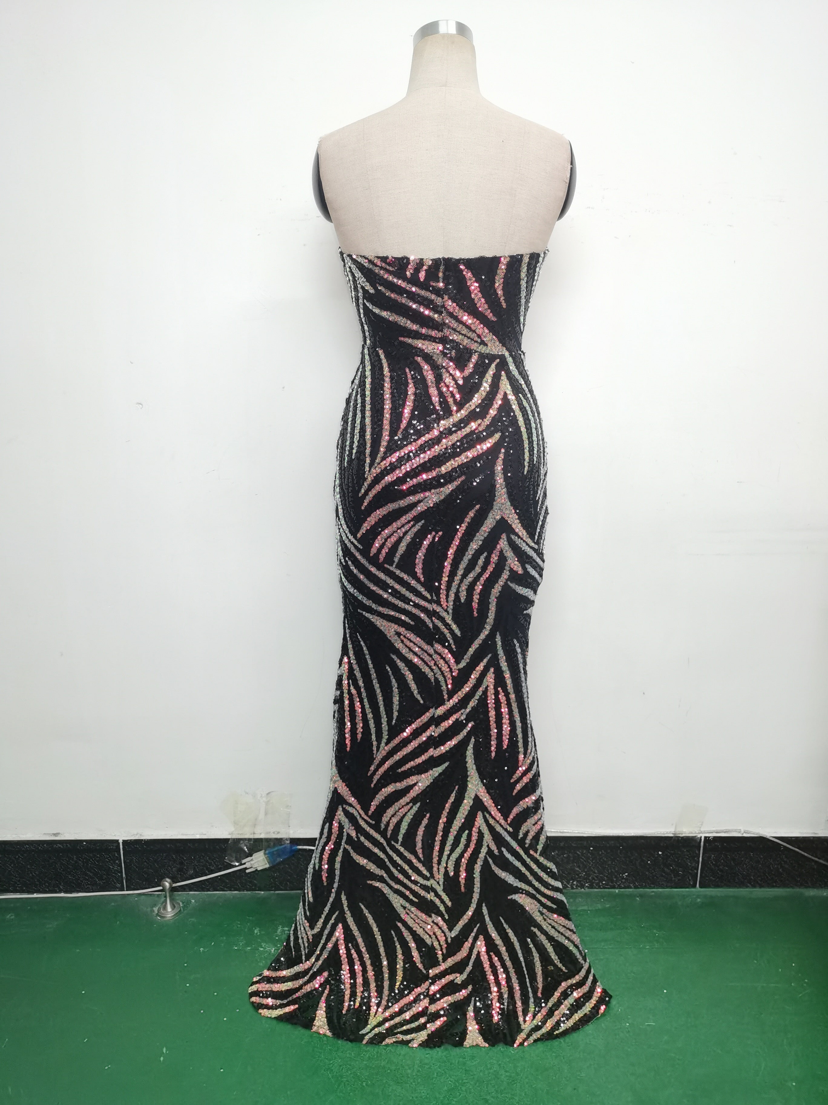 Women Beaded Sequined Wrap Dinner Party Evening Dress 39