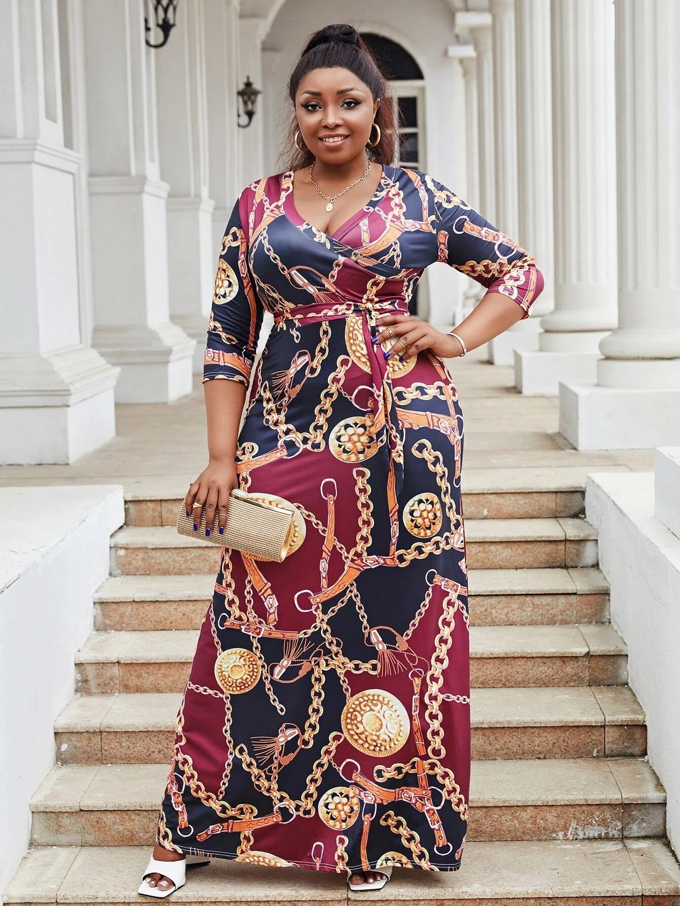 Sexy Fashion Chain Print Fashion Swing Dress 5