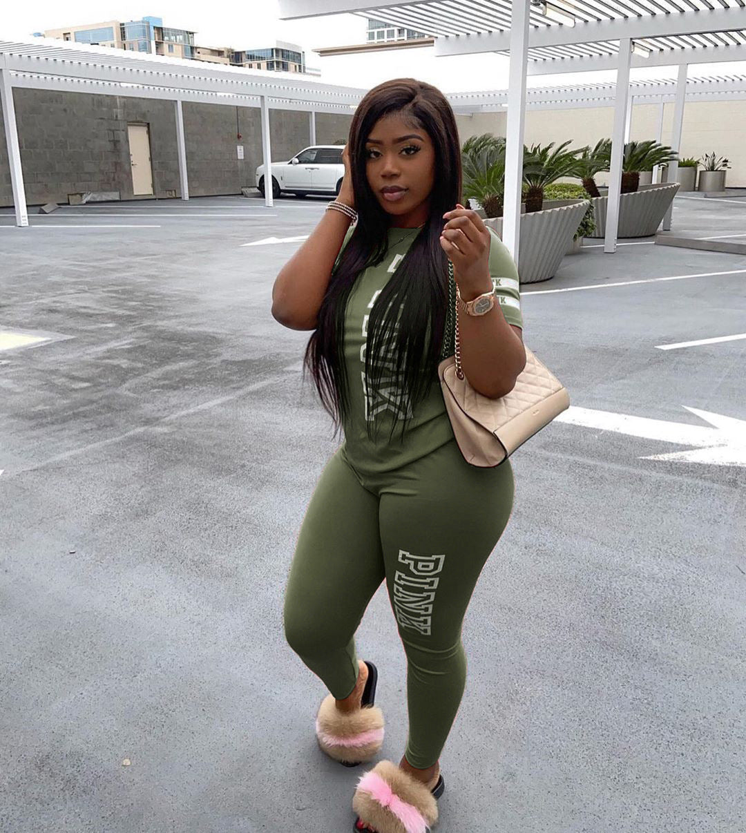 Women's Fashion Casual Letter Print Two Piece Set 18