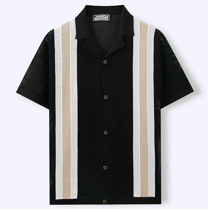 Men's Short Sleeve Knitting Polo Top 9