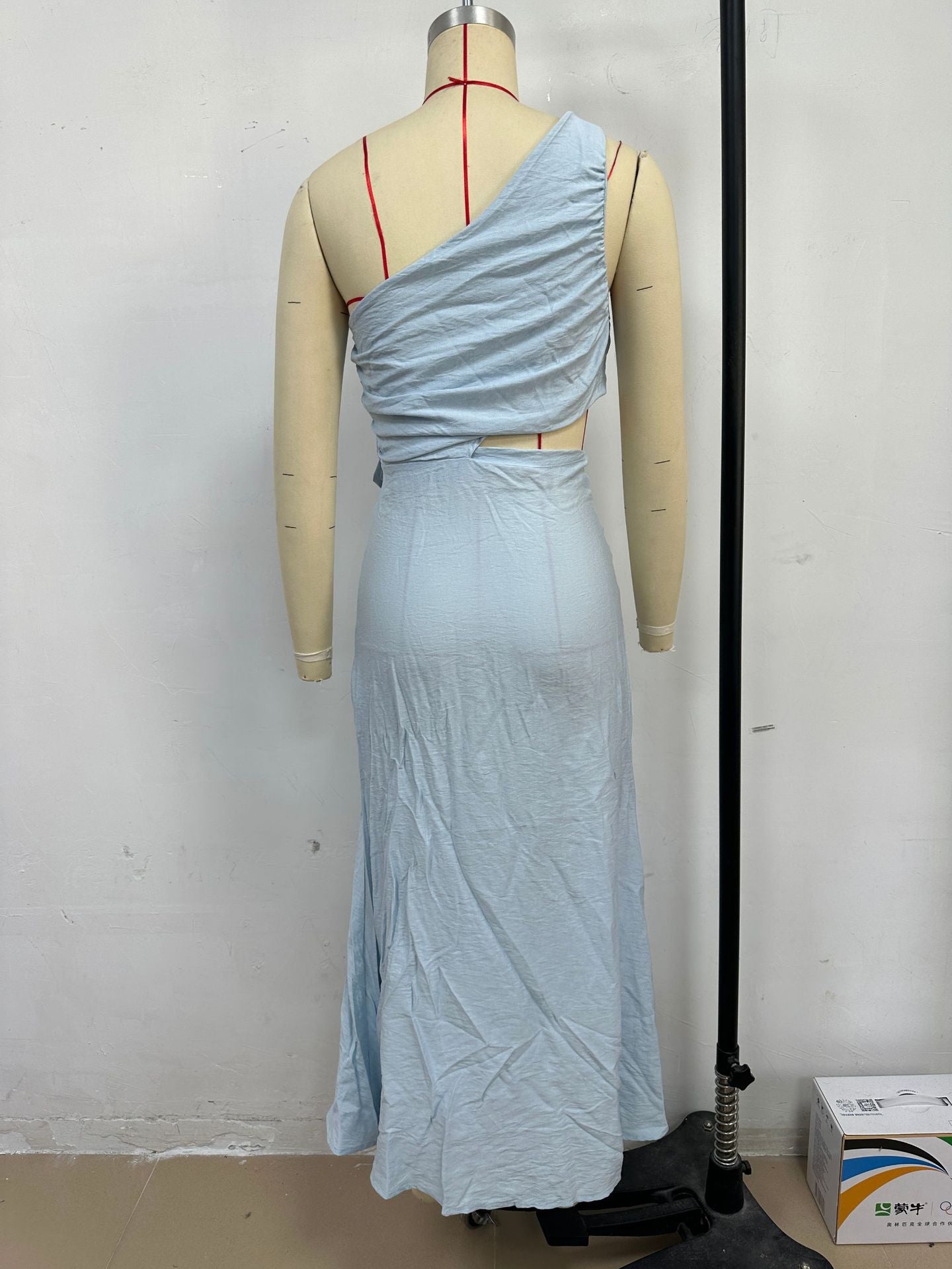 Summer Fashion Women's Sexy Slash shoulder Solid Color Slim Dress 13