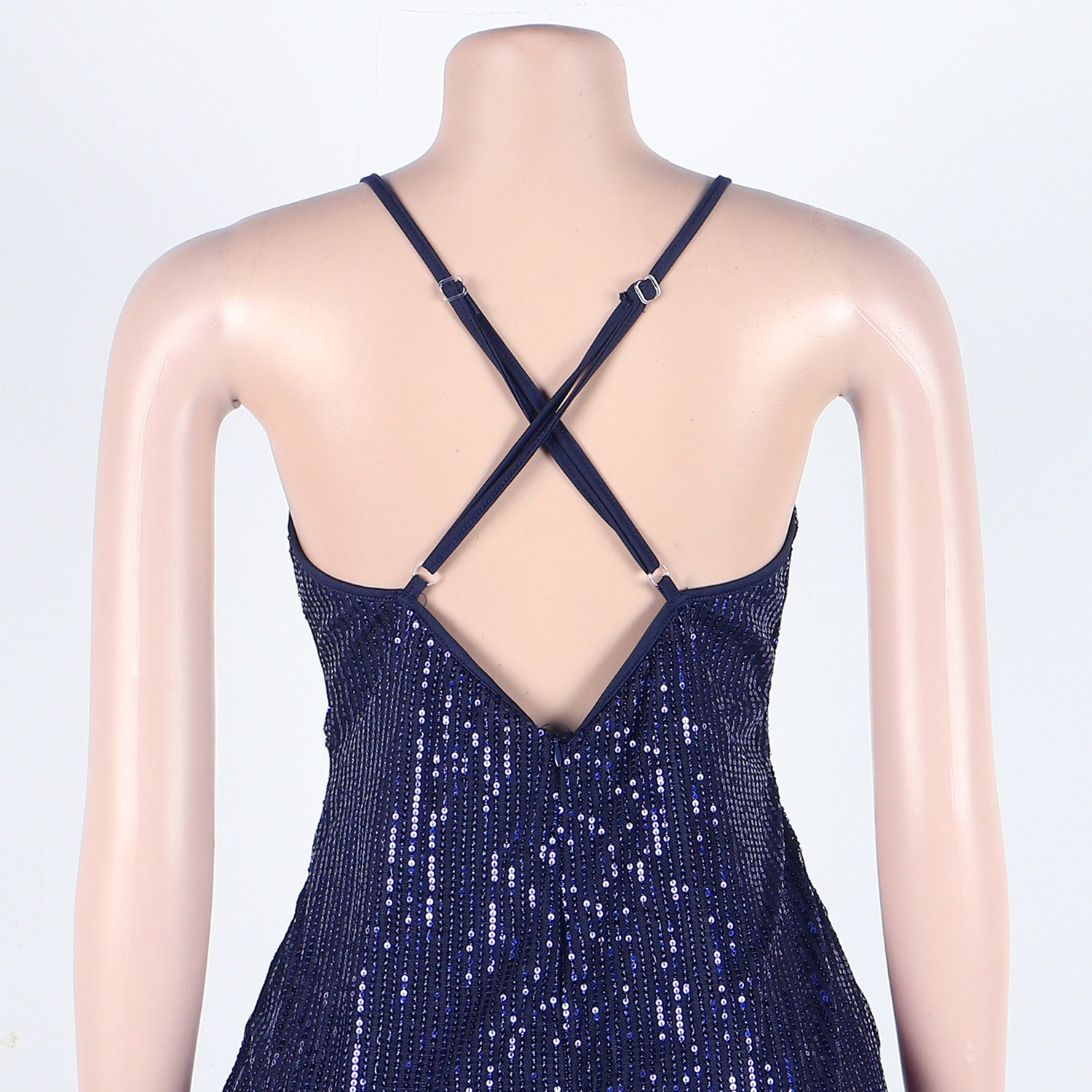Sexy sequin strap slit dress nightclub dress 13