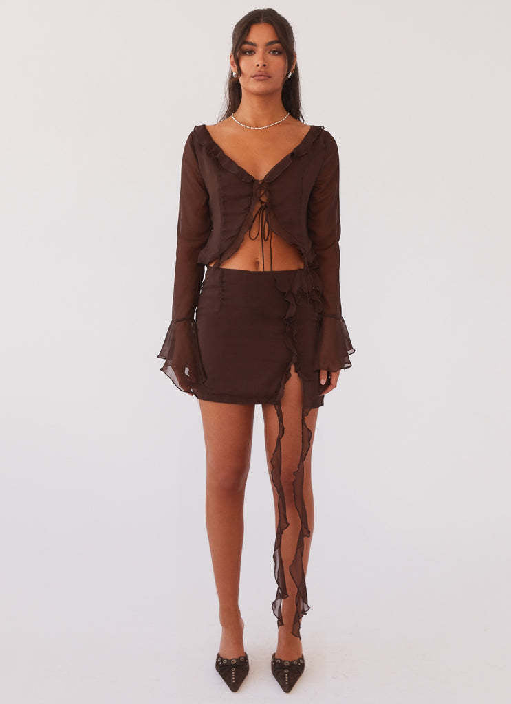 Sexy ruffle slim women's clothing tassel long sleeve top Bodycon skirt two piece set 6