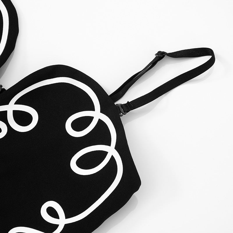 Women Spring/Summer Strapless V-Neck Print Zipper Bell Bottom Jumpsuit 13