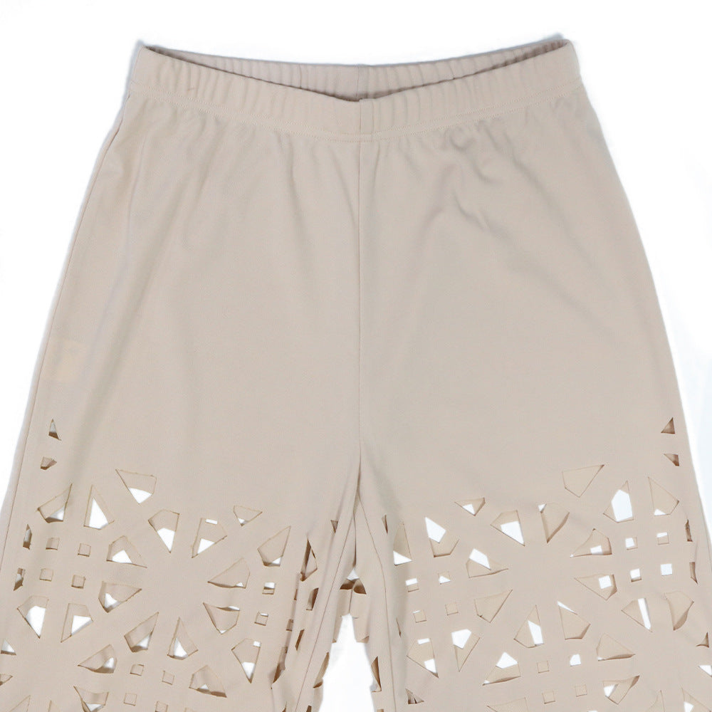 Women sexy suspender Top And hollow wide-leg pants two-piece set 11