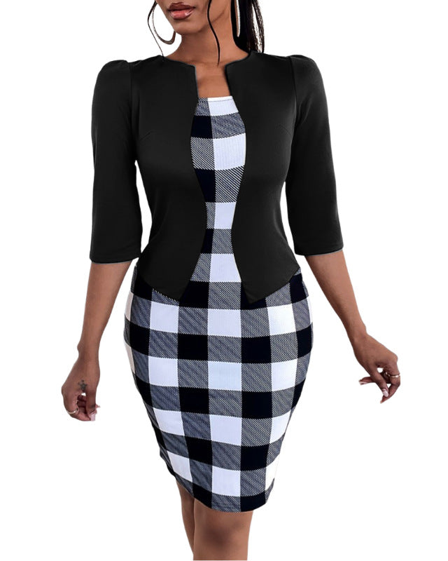 Plus Size Checkered Print Fashion Dress For Women 8