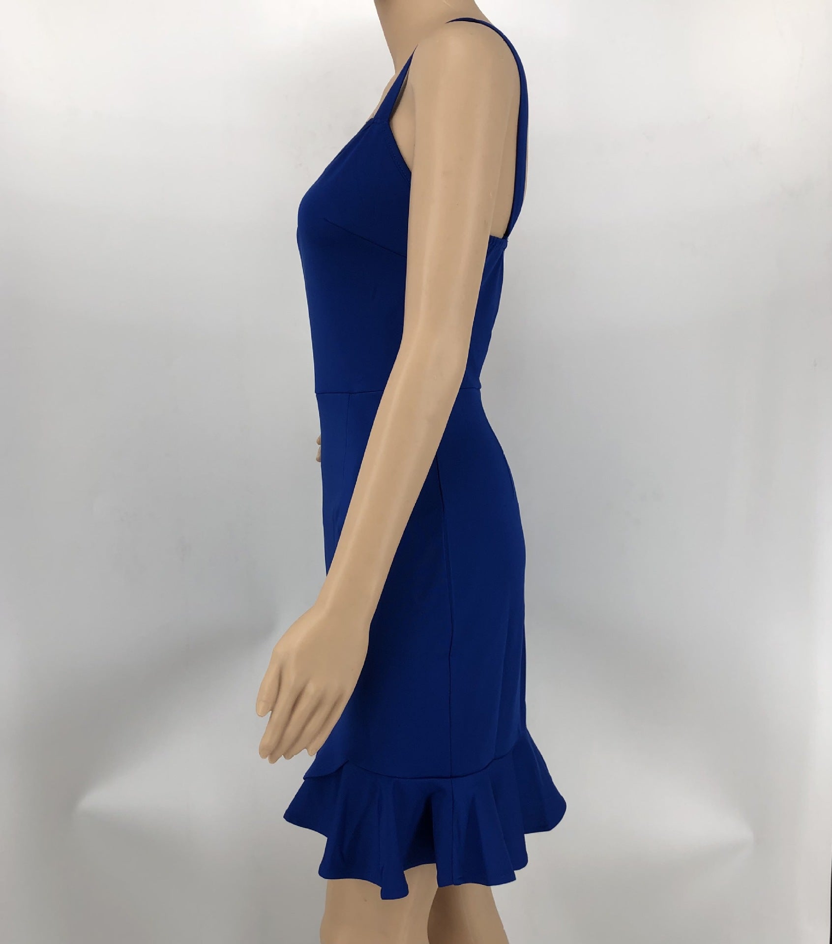 Fashion Solid Color Straps Ruffle Bodycon Dress 16