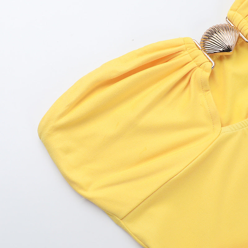 Women Strapless Off Shoulder Patchwork Beach Holidays Dress 11