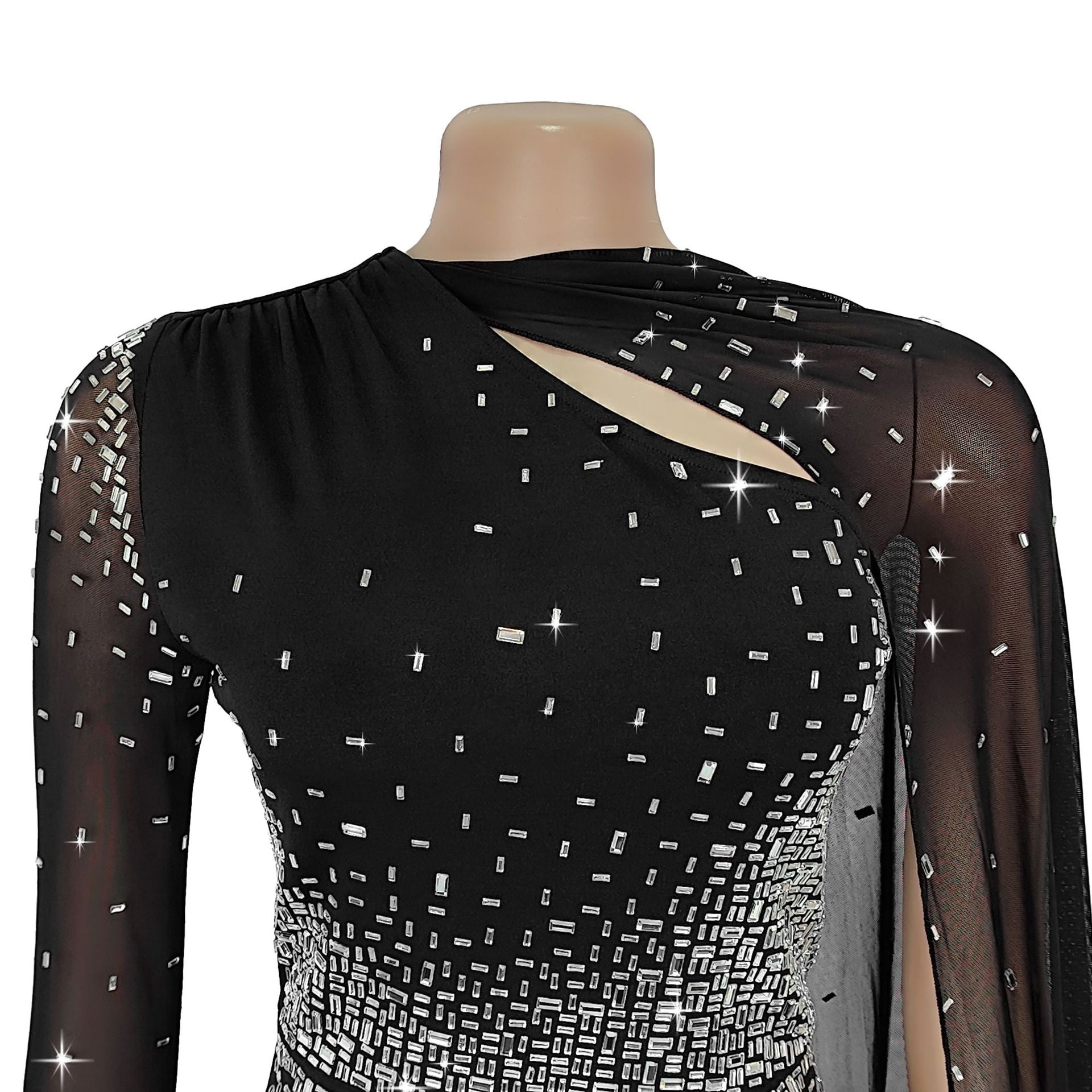 Women Sexy Mesh Beaded Bodycon Dress 11