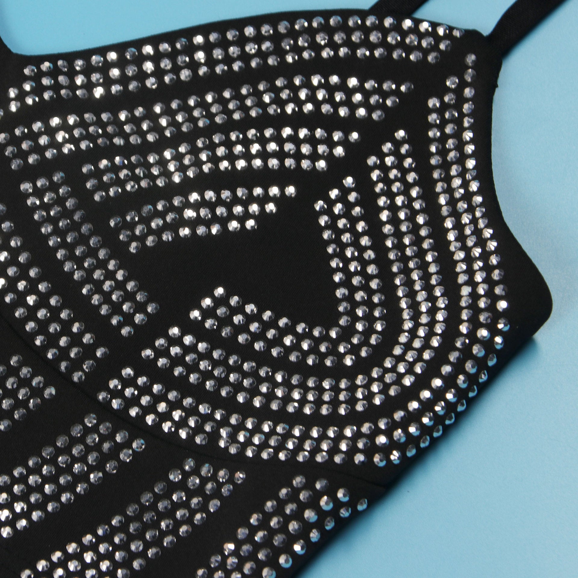 Beaded Elastic Strap Crop Top Bodycon Skirt Two Piece Set 20