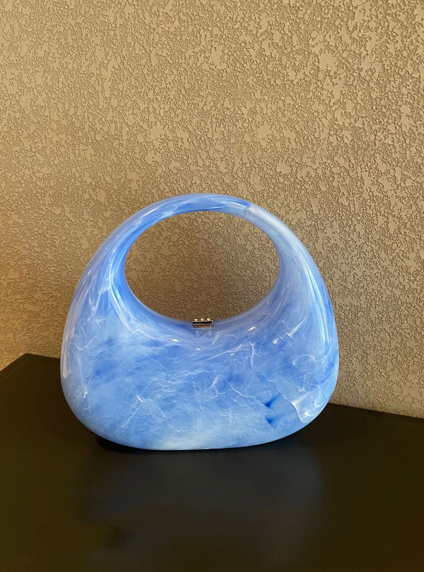 Watercolor Ice Cracked Acrylic Box Women's  Handbag 4