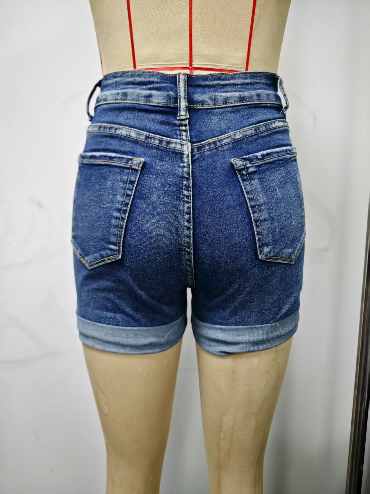 Women Stretchy Ripped Denim Shorts 7