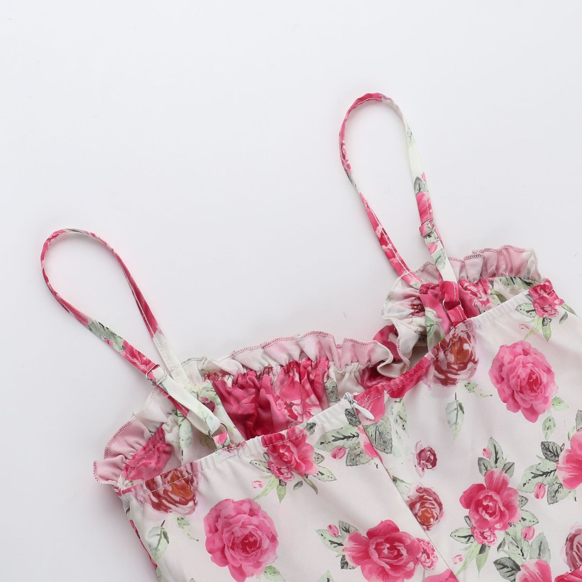Women summer sexy rose print suspender dress 16