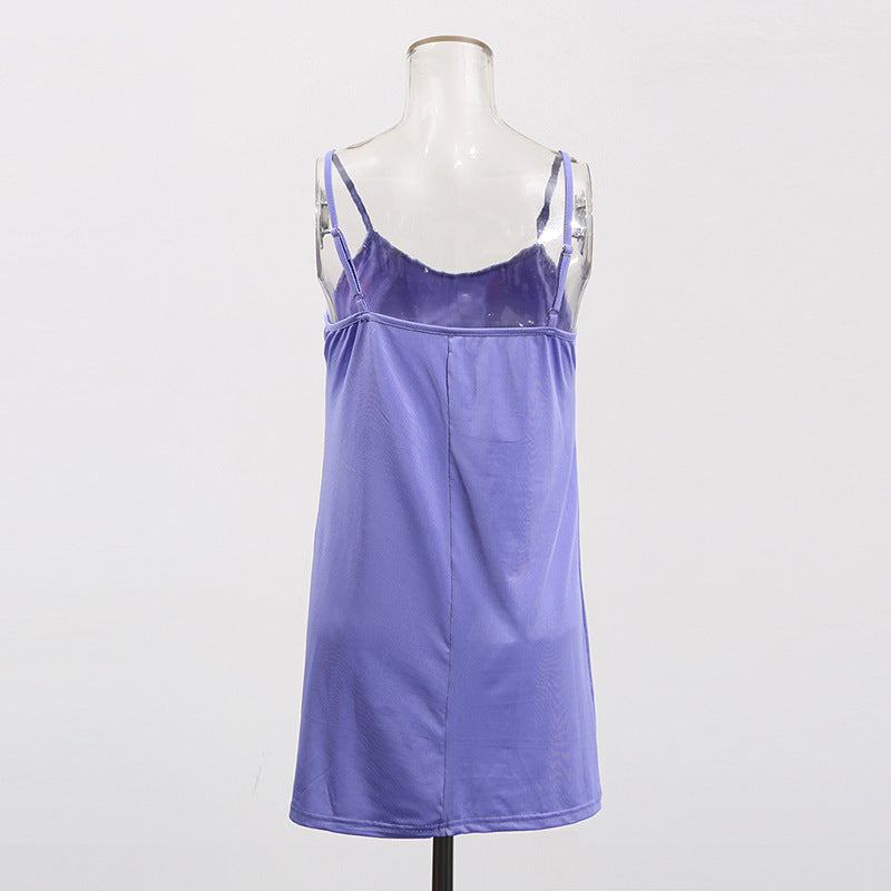 Women Solid Puff Sleeve Short Skirt Lace-Up Dress 10