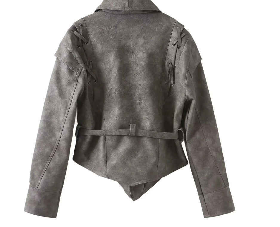 Women's American Retro Casual Faux Leather Jacket 34