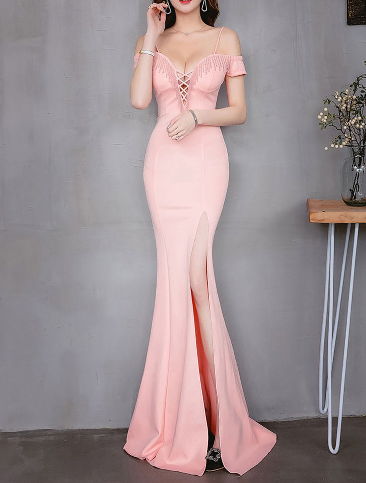 Long length body-fitting bridesmaid evening dress evening party Formal Party host performance annual meeting dress 3