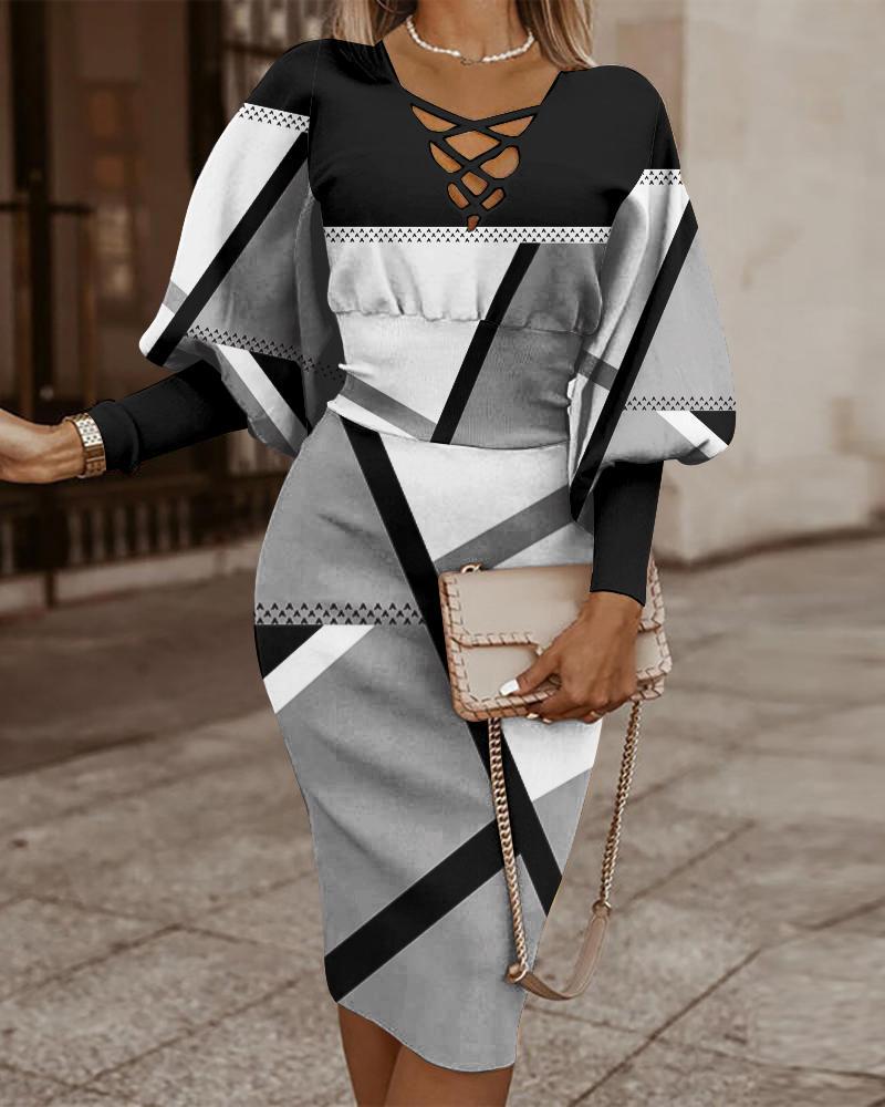 Women Long Sleeve V Neck Bodycon Dress 6