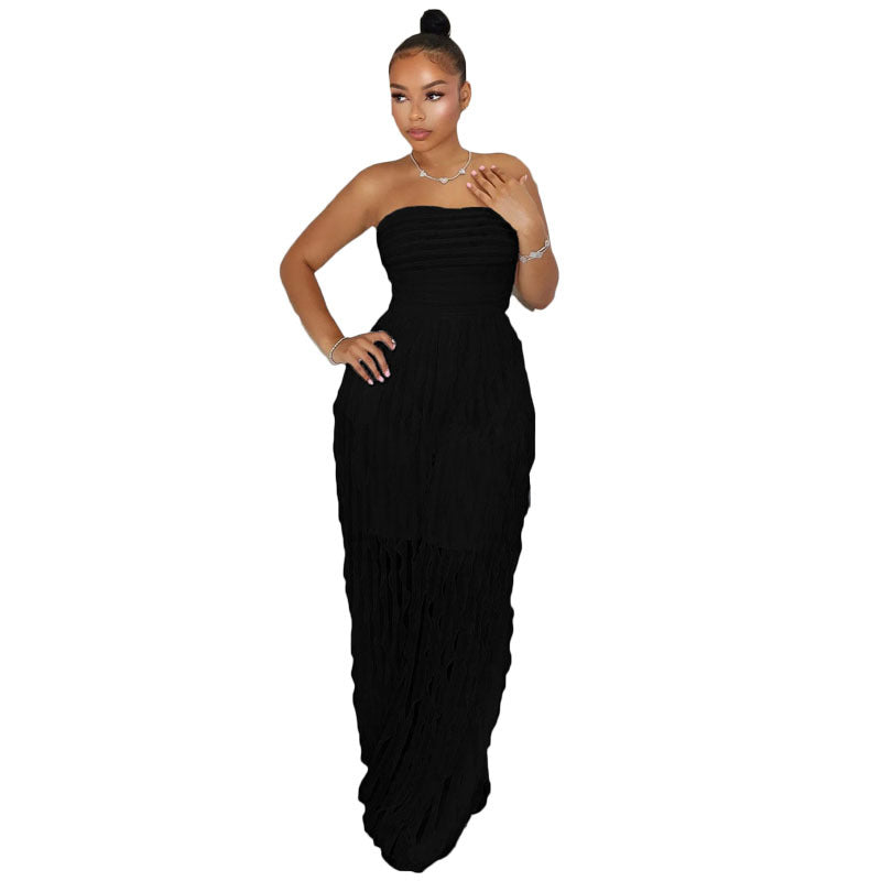Fashionable Women Sexy Strapless High Waist Wide Leg Jumpsuit 5