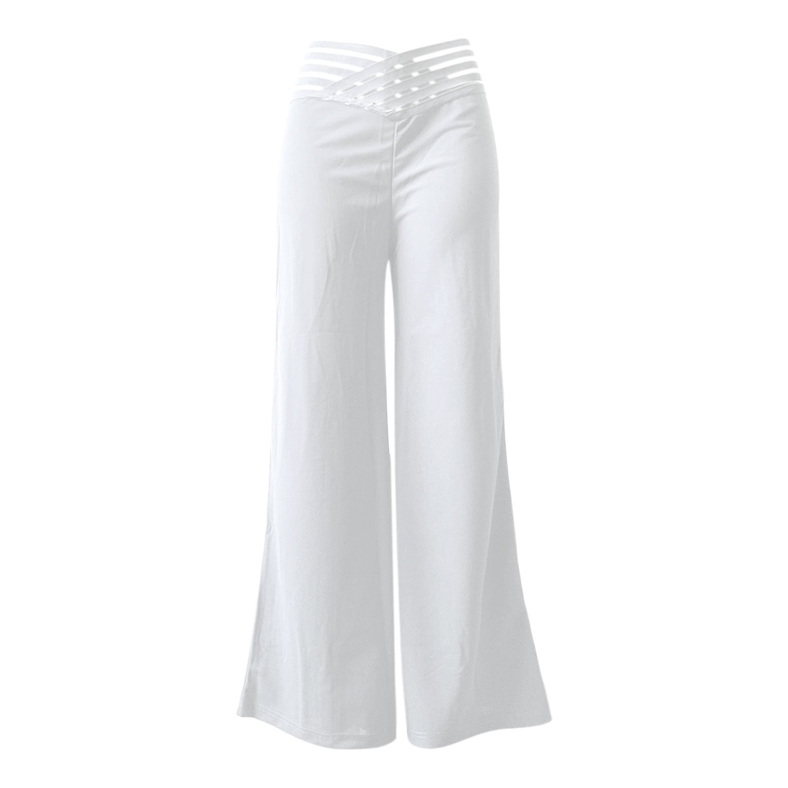 Women Cutout Belt High Waist Casual Wide Leg Pants 22