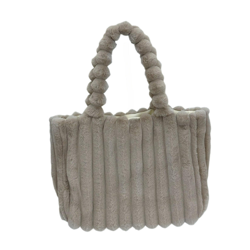 Women Shoulder Furry Tote Bag 20