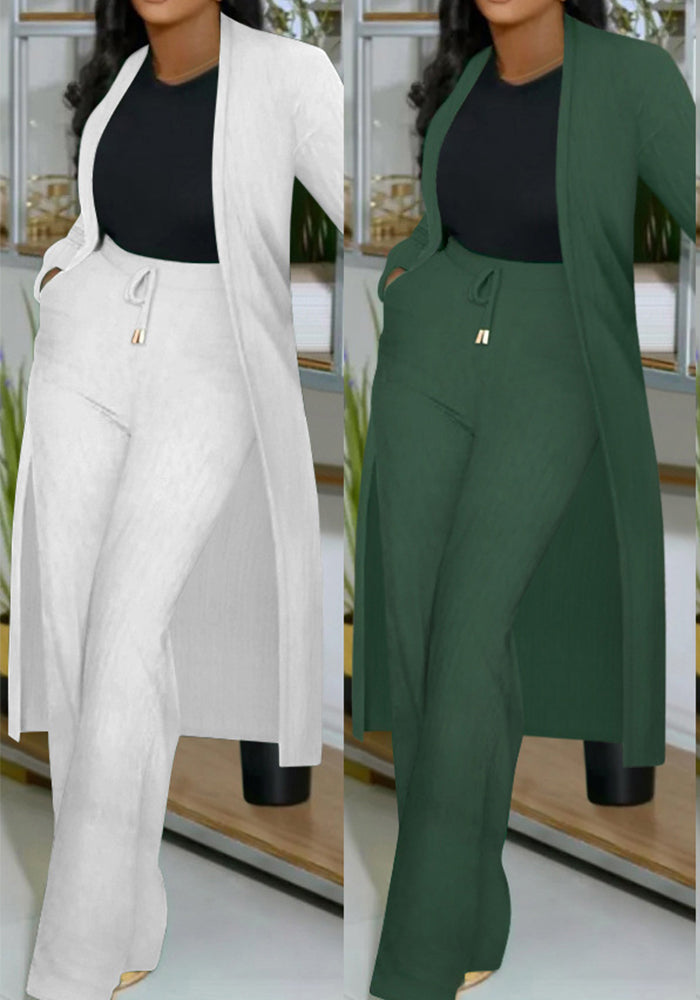 Women Ribbed Top and Wide Leg Pants Two-piece Set