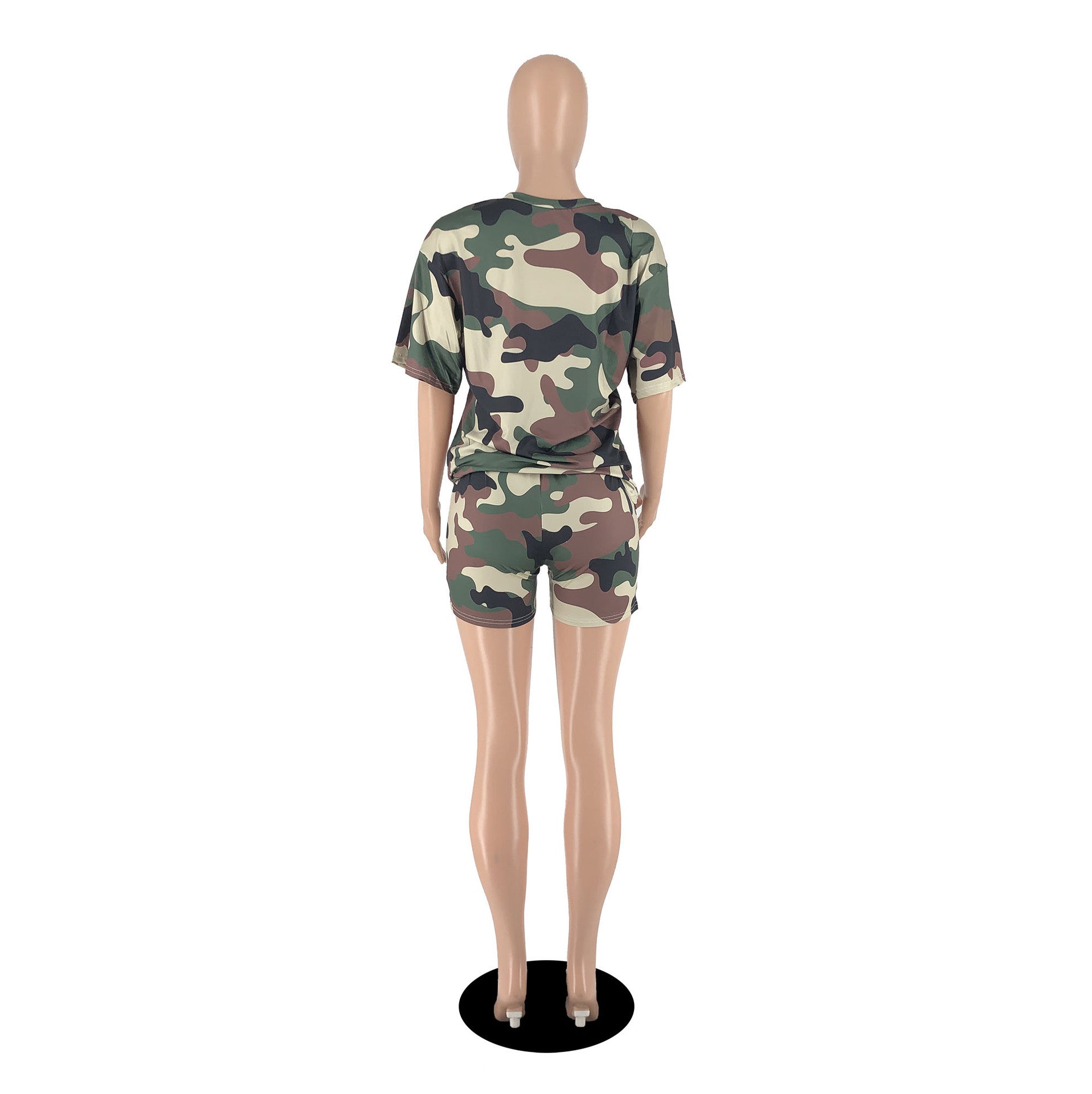 Women's Summer Fashion Letter Camouflage Print Two Piece Suit Women 18