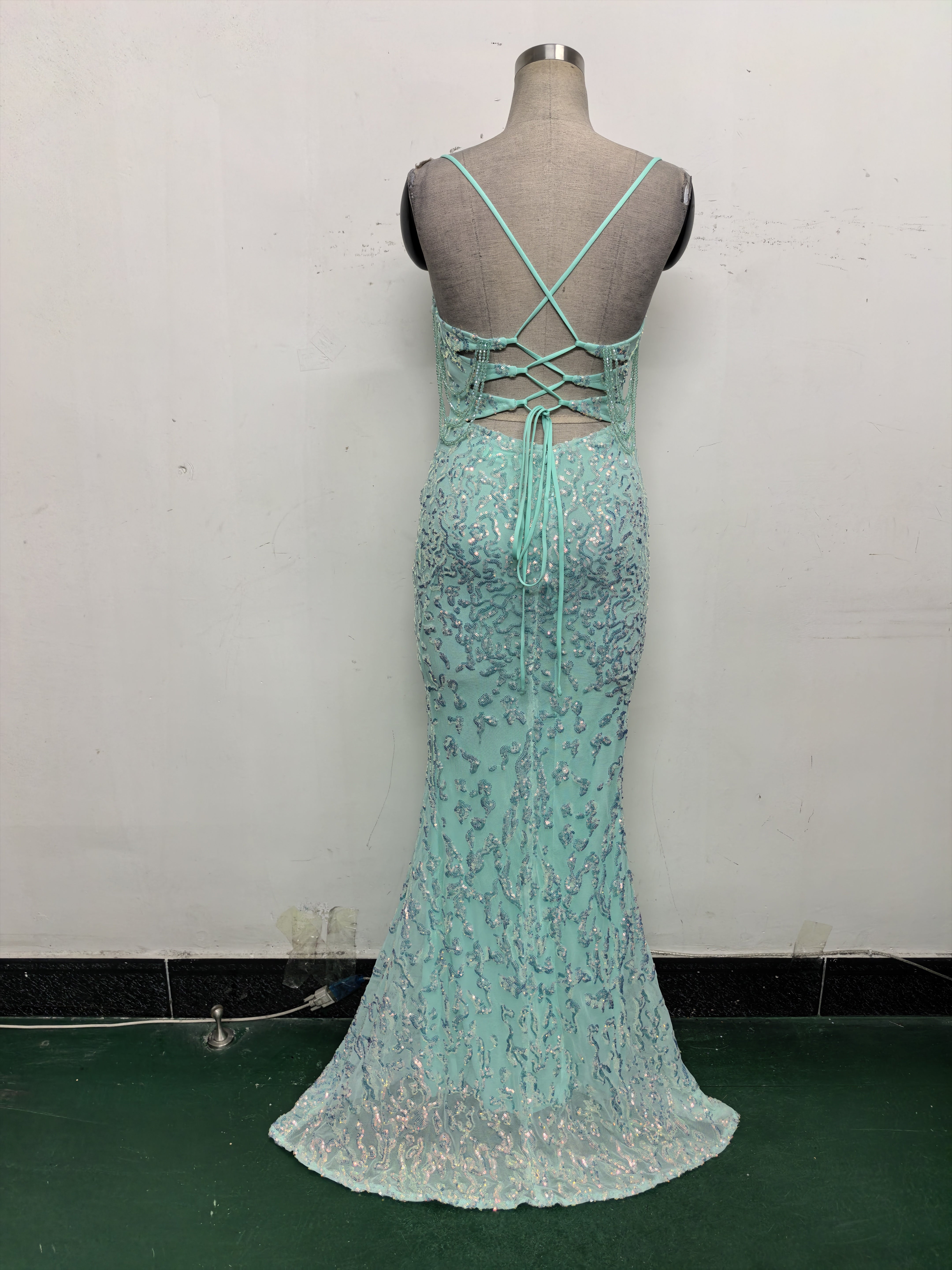 Women crystal diamond sequin embroidery Formal Party evening dress 46