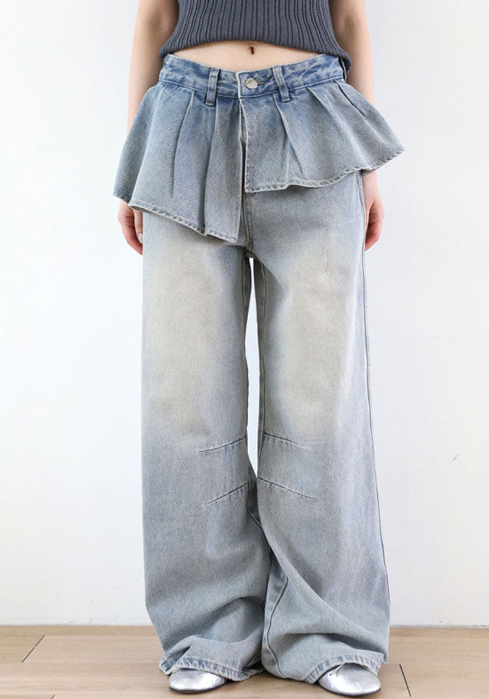 Women Spring Ruffle Denim Pants