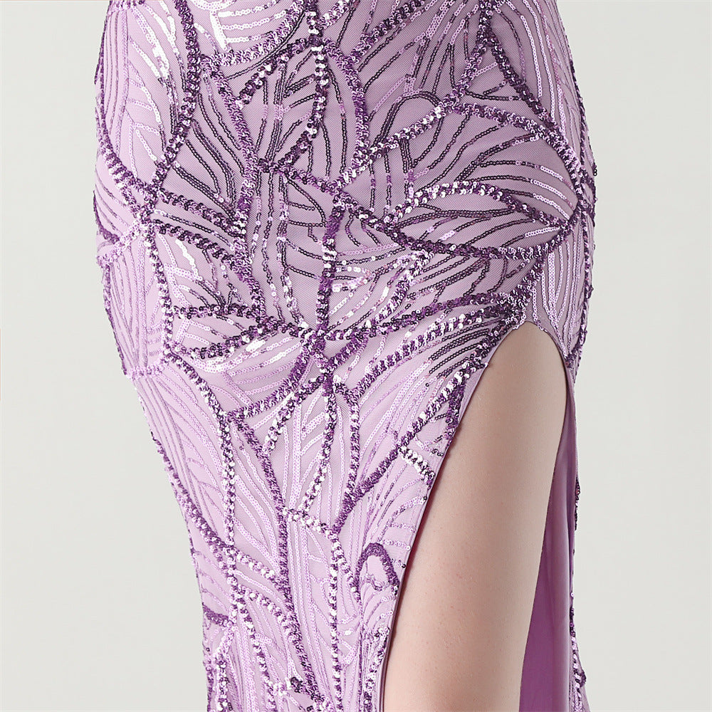 Women One Shoulder Beaded Geometric Sequin Formal Party Prom Wedding Evening Dress 55