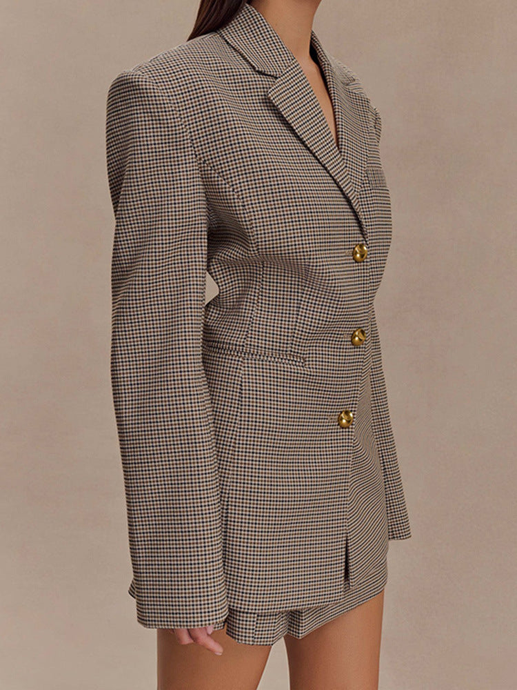 Women Fall/Winter Houndstooth Blazer Coat 5